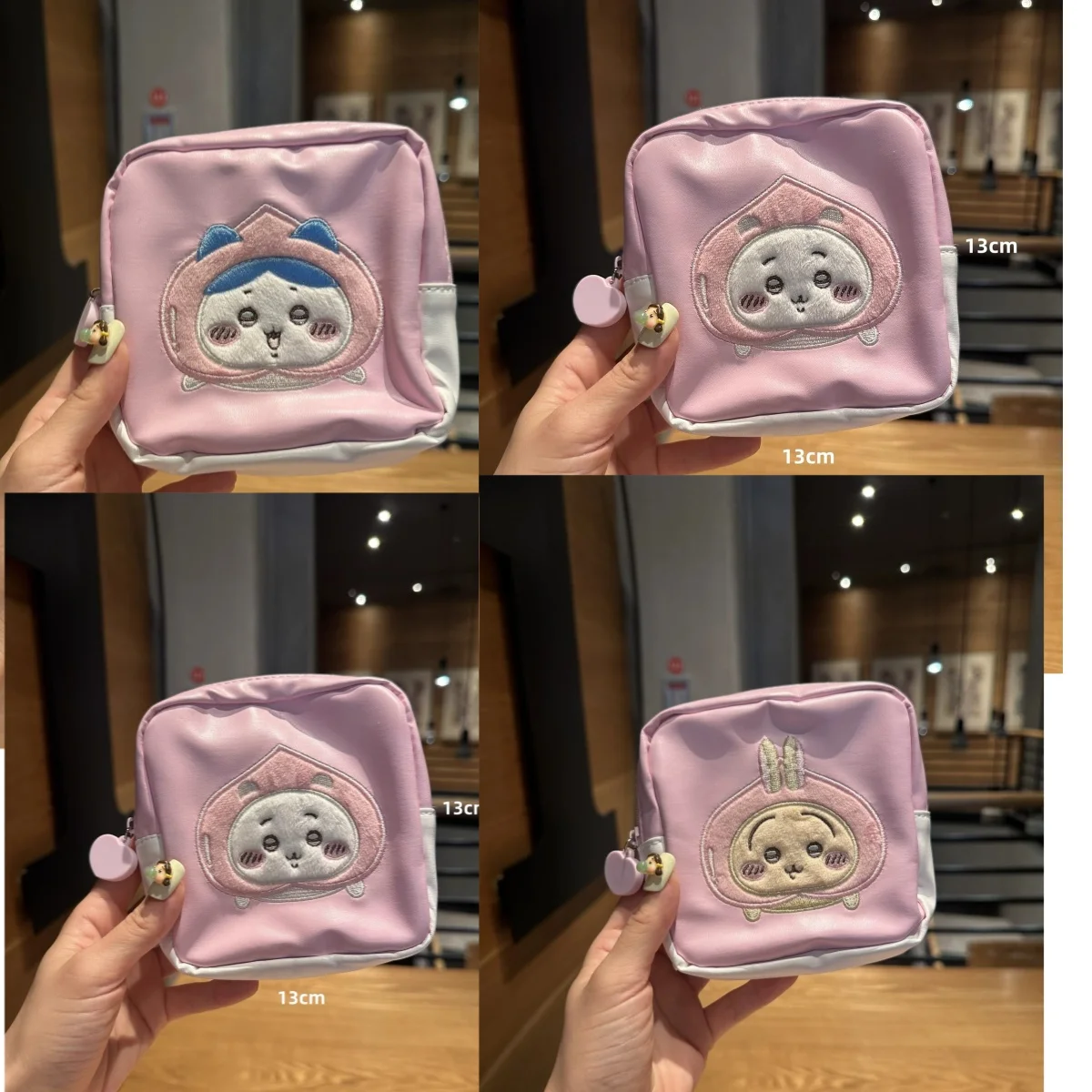 

kawaii chiikawa anime embroidery cute cosmetic bag little tail cartoon storage coin purse toy storage ladies christmas gift