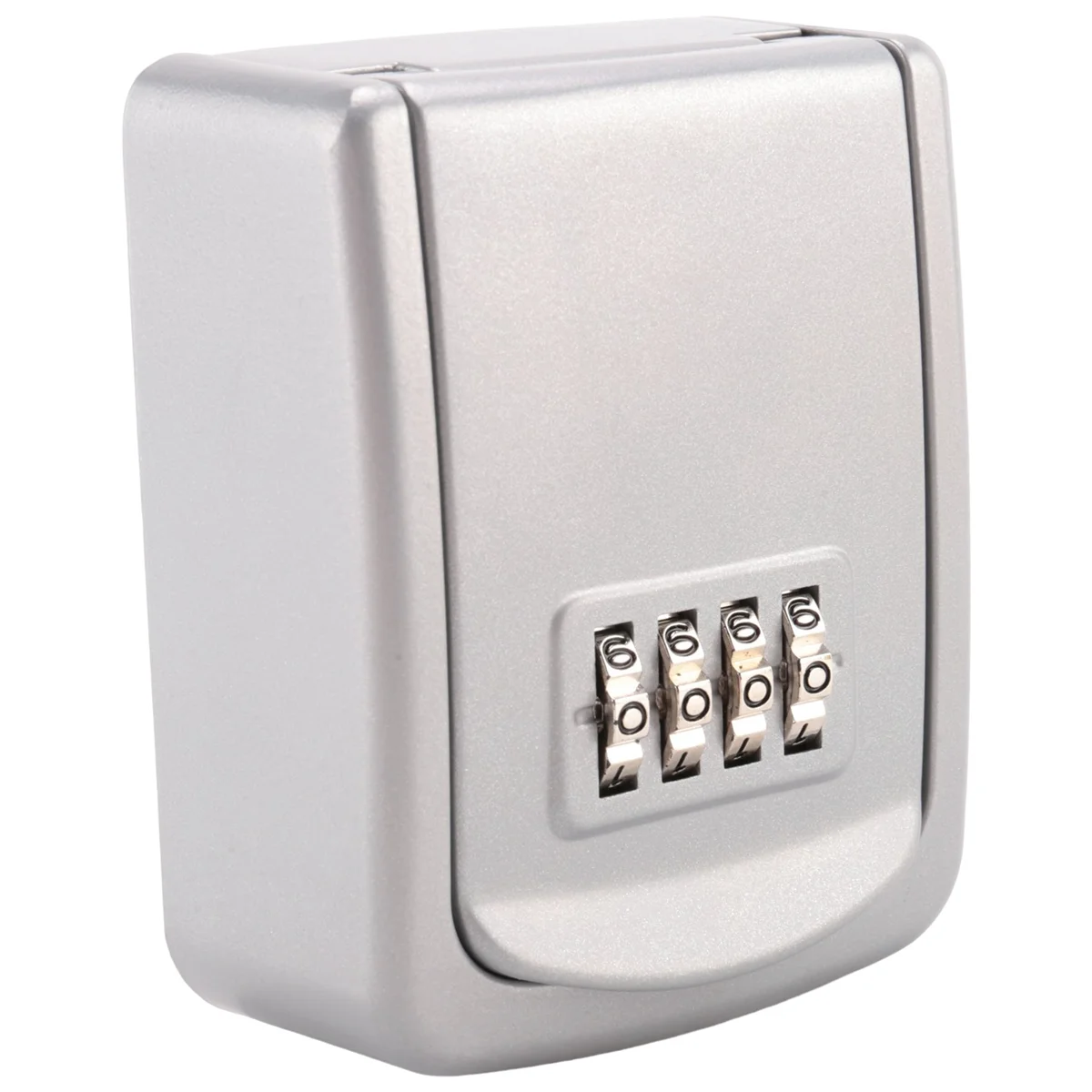 耐候性セキュリティキー収納ロックボックス、壁掛け、ハウスキー用4桁コンビネーションロックボックス、シルバー