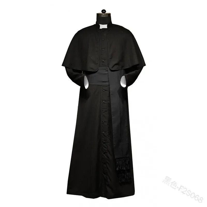 

legend Clergy Robe Cassock with Black Cincture Medieval Clergyman Vestments Roman Priest Robe Cassock Costume