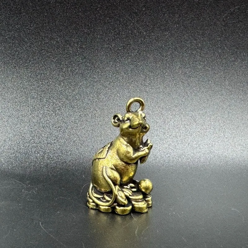 Mini Ingot Lucky Mouse Small Ornament Brass Lucky Mouse Antique Micro-engraving Bronze Ware