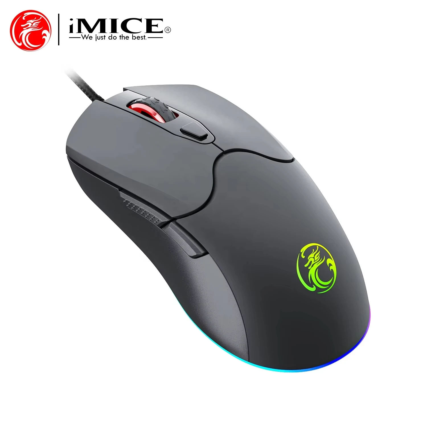 Mouse da gioco IMICE X1 Mouse per computer USB cablato con retroilluminazione RGB 6 DPI regolabili Mouse ergonomico per PC portatile con 6 pulsanti