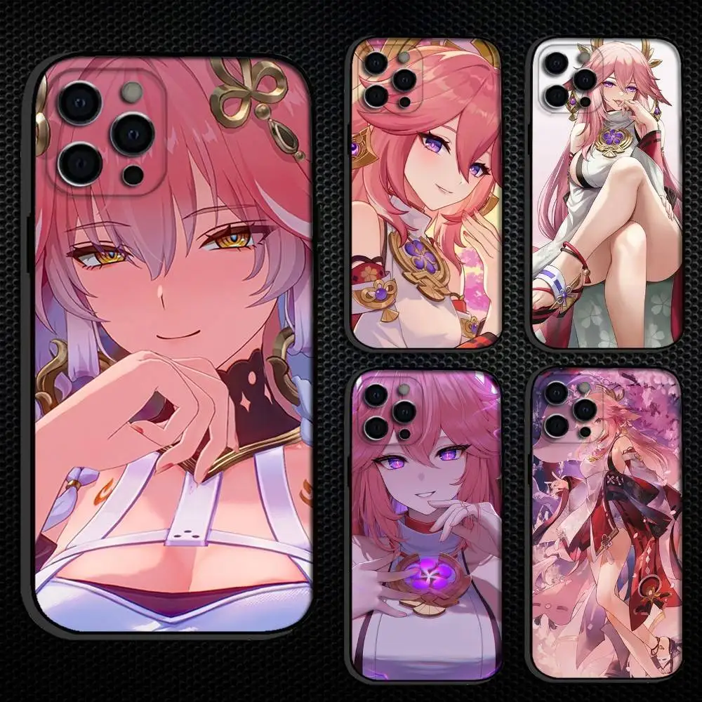 

Y-Yae Mike Genshin lmpact Phone Case For iPhone 16,15,14,13,12,11 Plus,Pro Max, Others Soft Black Cover