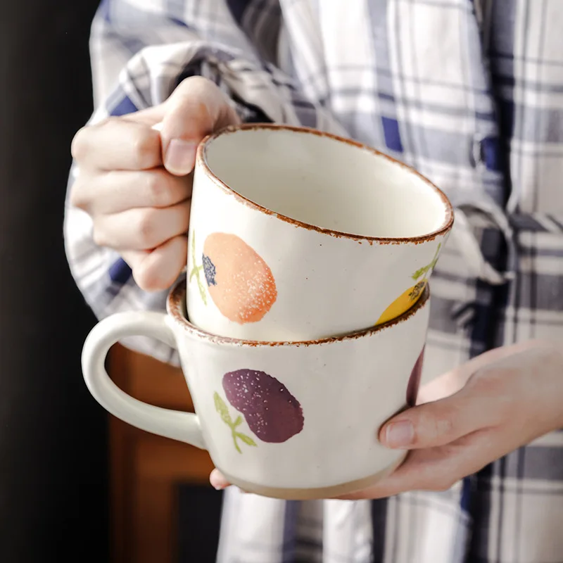 Pastoral Simple Nordic Ceramic Mug Hand-painted Mug Unusual Cups of Coffee Beer Cup Cup for Tea Drinkware Personalized Gift Mugs