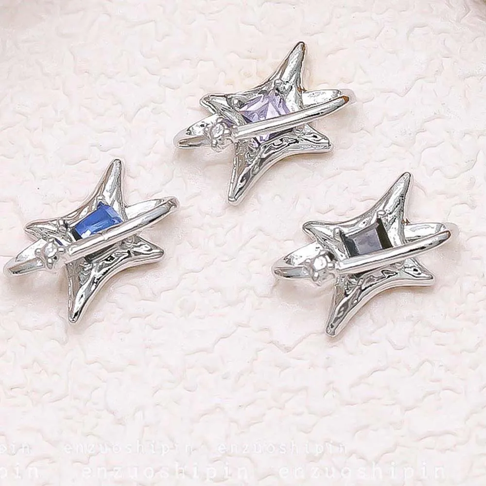 10pcs Alloy Surround Star Nail Art Charm 3D Punk Heart Star Asterism Starlight Nail Decor Parts DIY Luxury Nail Accessories