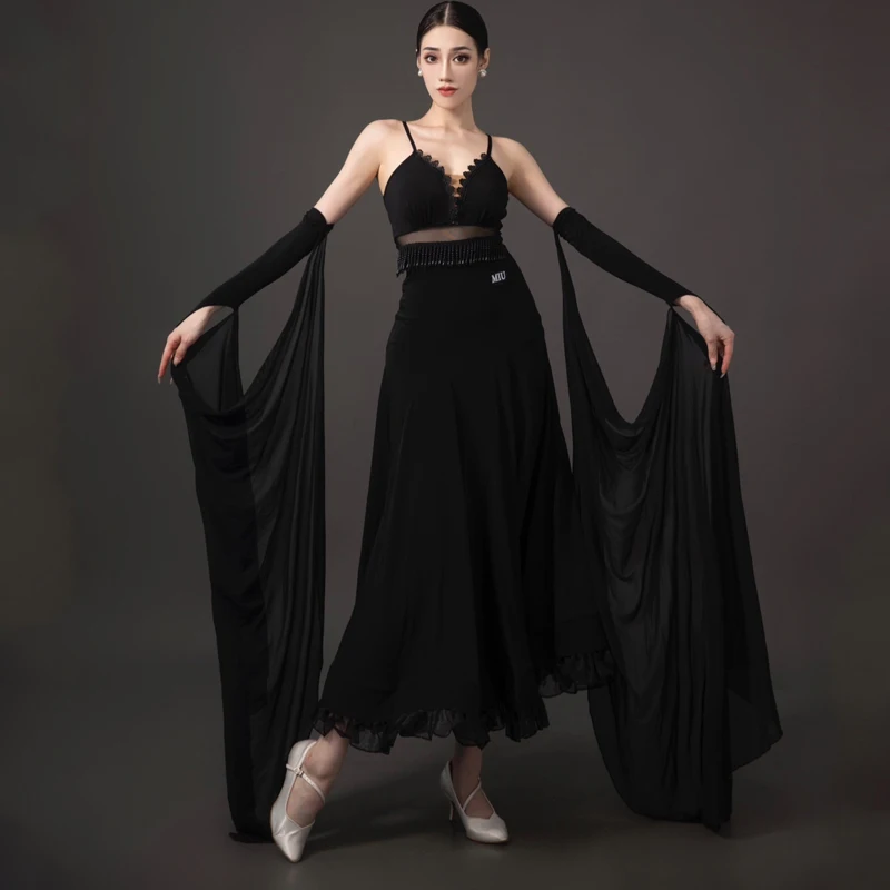 

Modern Dance Dress For Women Social National Standard Dance Costumes Floating Sleeves Ballroom Dance Competition Dresses DN16988