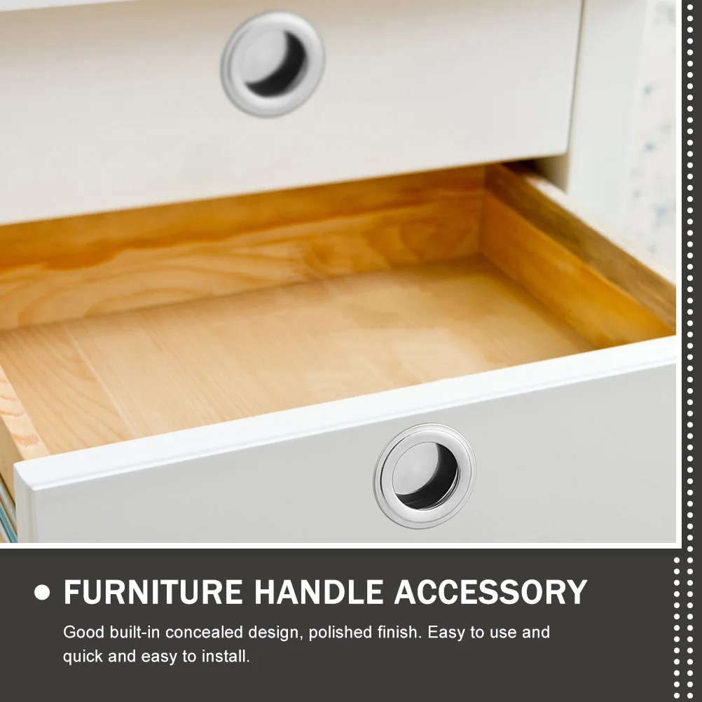 

16Pcs Round Stainless Steel Cabinet Handle Concealed Durable Drawer Pull Furniture Replacement Cabinet Pulls Door Handle