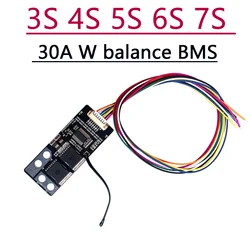 3S 4S 5S 6S 7S 30A BMS 18650 Li-ion Ternary Lithium Battery Protection Board 60mA Balance W NTC Temp Car Washer Electric Drill