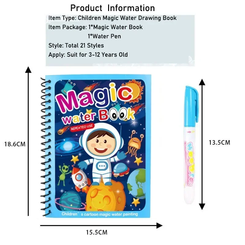 Children Reusable Coloring Book Magic Water Drawing Book  DIY Kindgarten Graffiti Painting Drawing Toys Early Education Toys