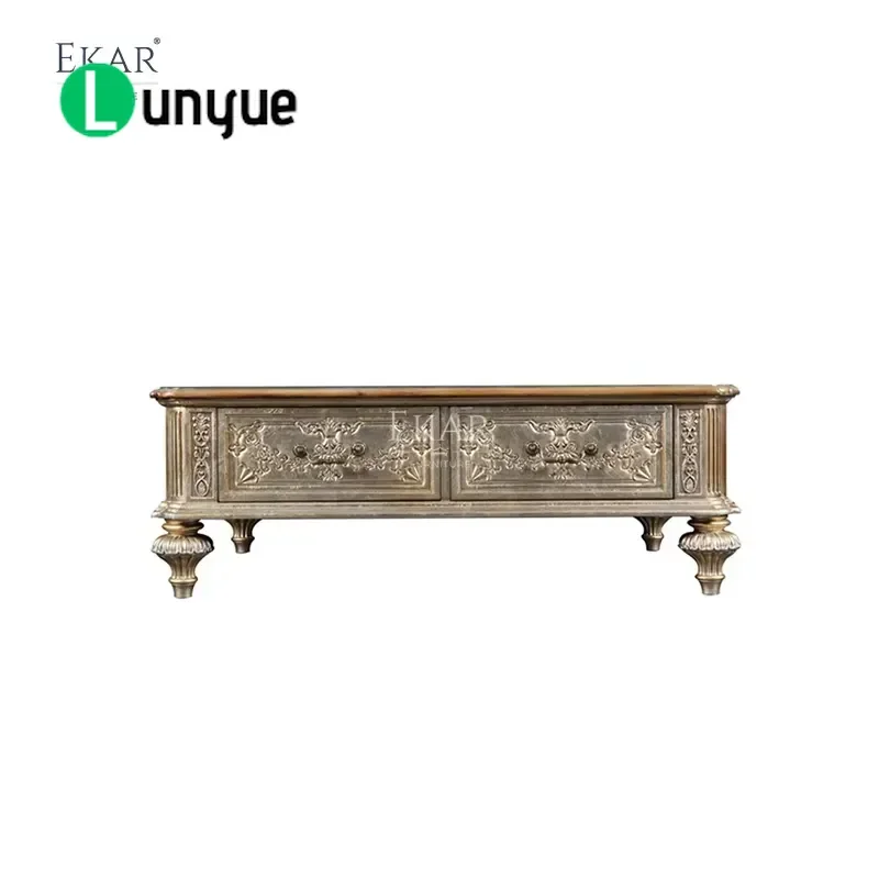 Silver Leaf Coffee Table American Classic Luxury Centerpiece Grand Estate Style Living Room Furniture Elegant Home Decor