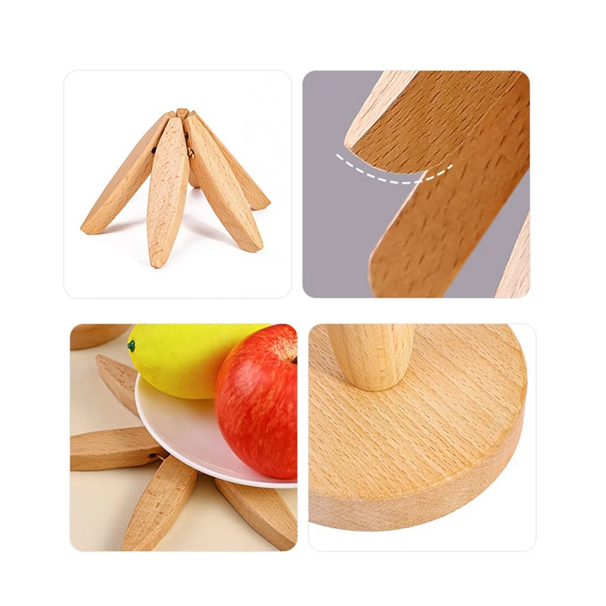 

Hot Pot Stand Anti Scald Mats Wooden Table Mats Hot Dishes Tree Shape Trivet Set Mats for Teapot Thermal Insulation Pads