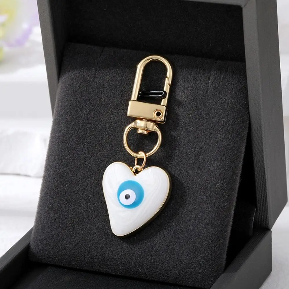 

Enamel Turkish Heart Evil Eye Keychain Pendant Drip Oil Turkish Heart Blue Eye Pendant 4 Colors Gold-color Ring