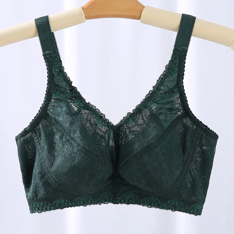 Women\'s Full Coverage wire free Non-Foam Lace Bra 36 38 40 42 44 46 48 B C D E F