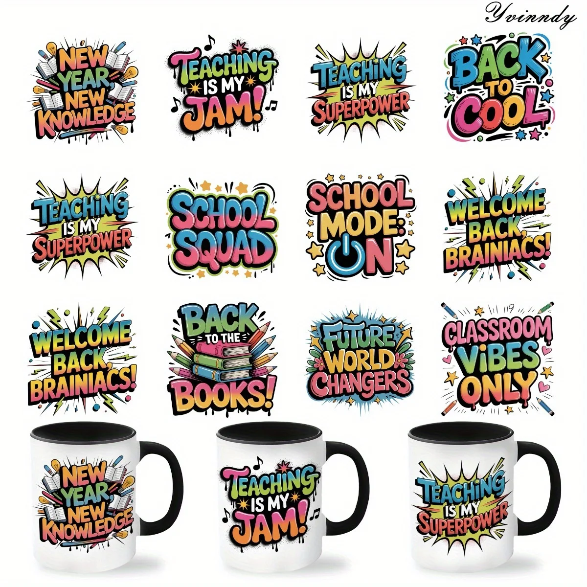 

12Pcs/Set Teacher's Quotations DIY Glass Jar Packaging Stickers UV DTF High Self-Adhesive Transfer Paper