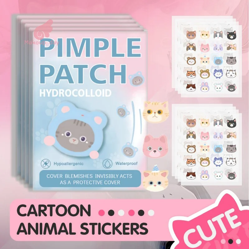 

600pcs Cartoon Animal Shaped Acne Patches Skincare Stickers Makeup Tools
