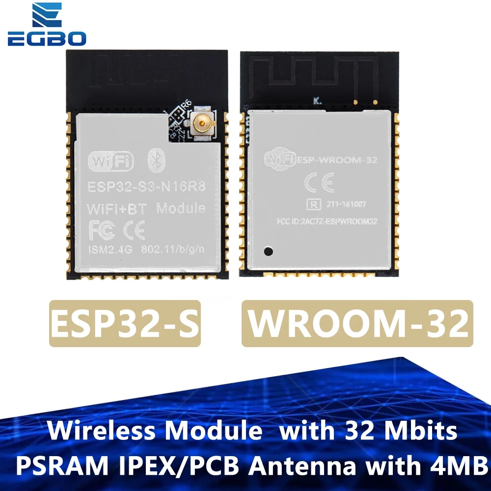 1~20PCS ESP32 Wireless Module ESP32-S ESP-WROOM-32 ESP-32S with 32 Mbits PSRAM IPEX/PCB Antenna with 4MB FLASH for arduino