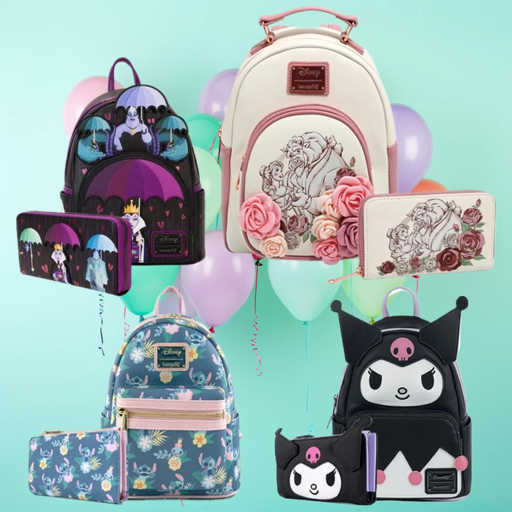 

2pcs/set Series Stitch Beauty and The Beast Flowers Cinderella Woody Kuromi Mini Backpack Wallet