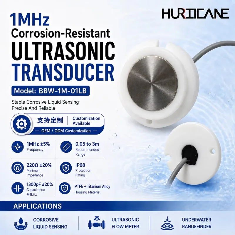 1MHz Industrial Corrosion-Resistant Ultrasonic Transducer for Flow Measurement and Underwater Sensing
