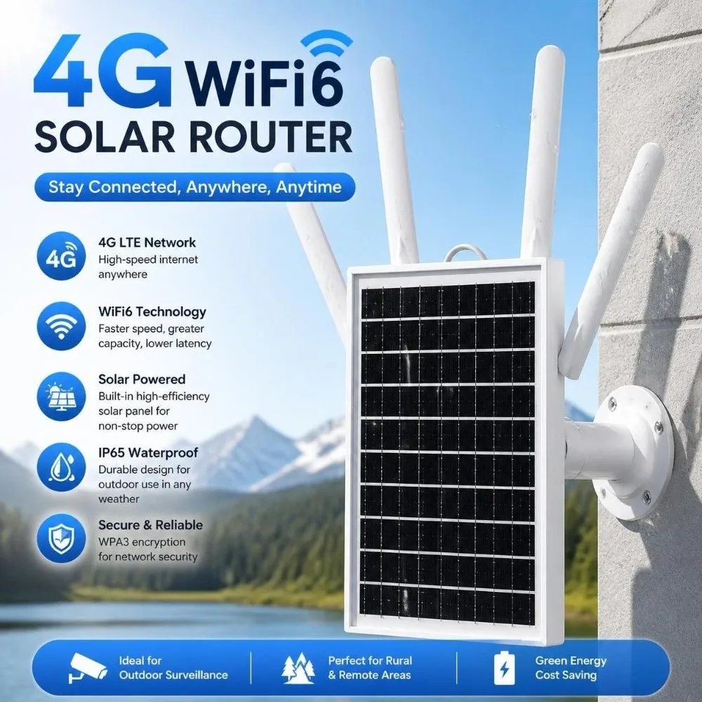 Waterproof 4G WiFi6 Solar Router Long Range 18000mAh 4G LTE WiFi Extender 600Mbps SIM Card WiFi6 CPE Router Off Grid Living