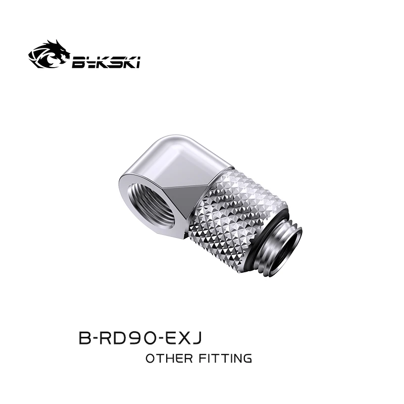Bykski B-RD90-EXJ 90 درجة تدوير وصلة تمديد الكوع ذكر إلى أنثى أسود/فضي 15-40 مم