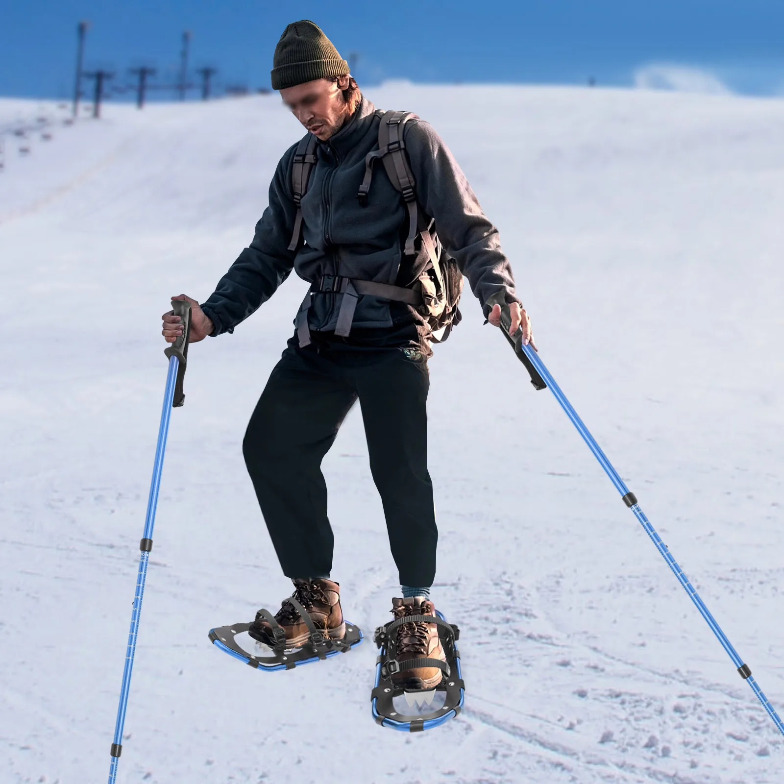 21 بوصة أحذية الثلوج أحذية الثلوج وأقطاب رحلات قابلة للتعديل أحذية الثلوج للرجال النساء الشباب سهلة الحمل وتخزين الحمولة 66-154 رطل #4