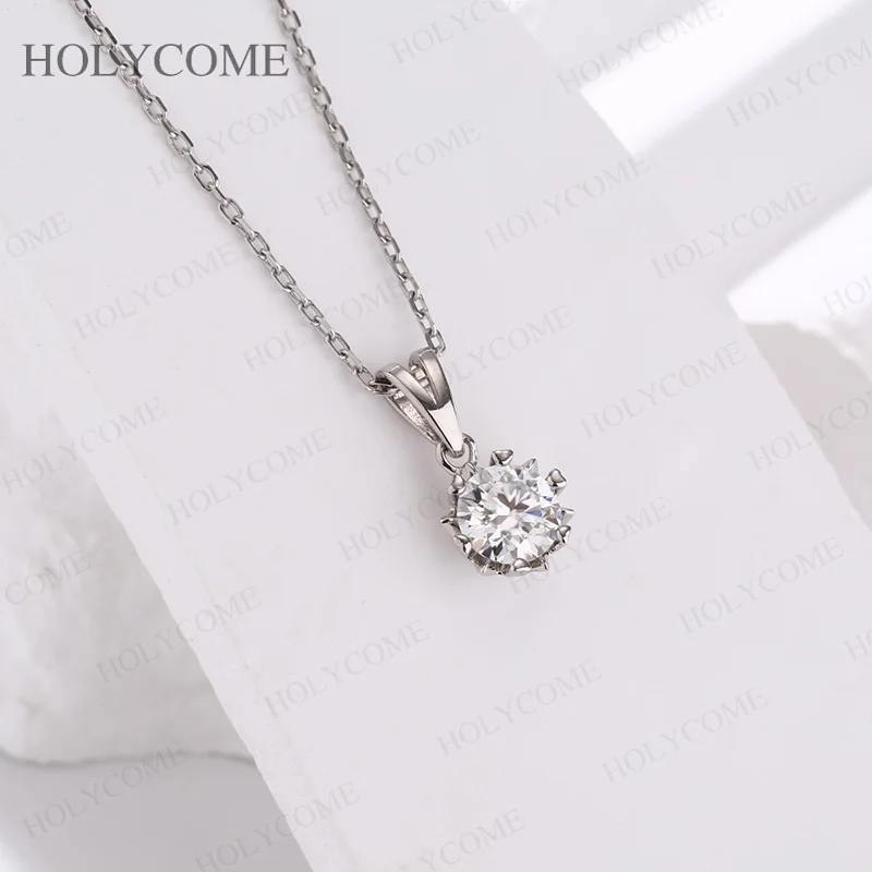 925 Sterling Silber Moissanit Halskette 1 Karat Rundschliff D-Farbe VVS1 für Damen Hochzeit Edelschmuck mit Zertifikat – Detail 9