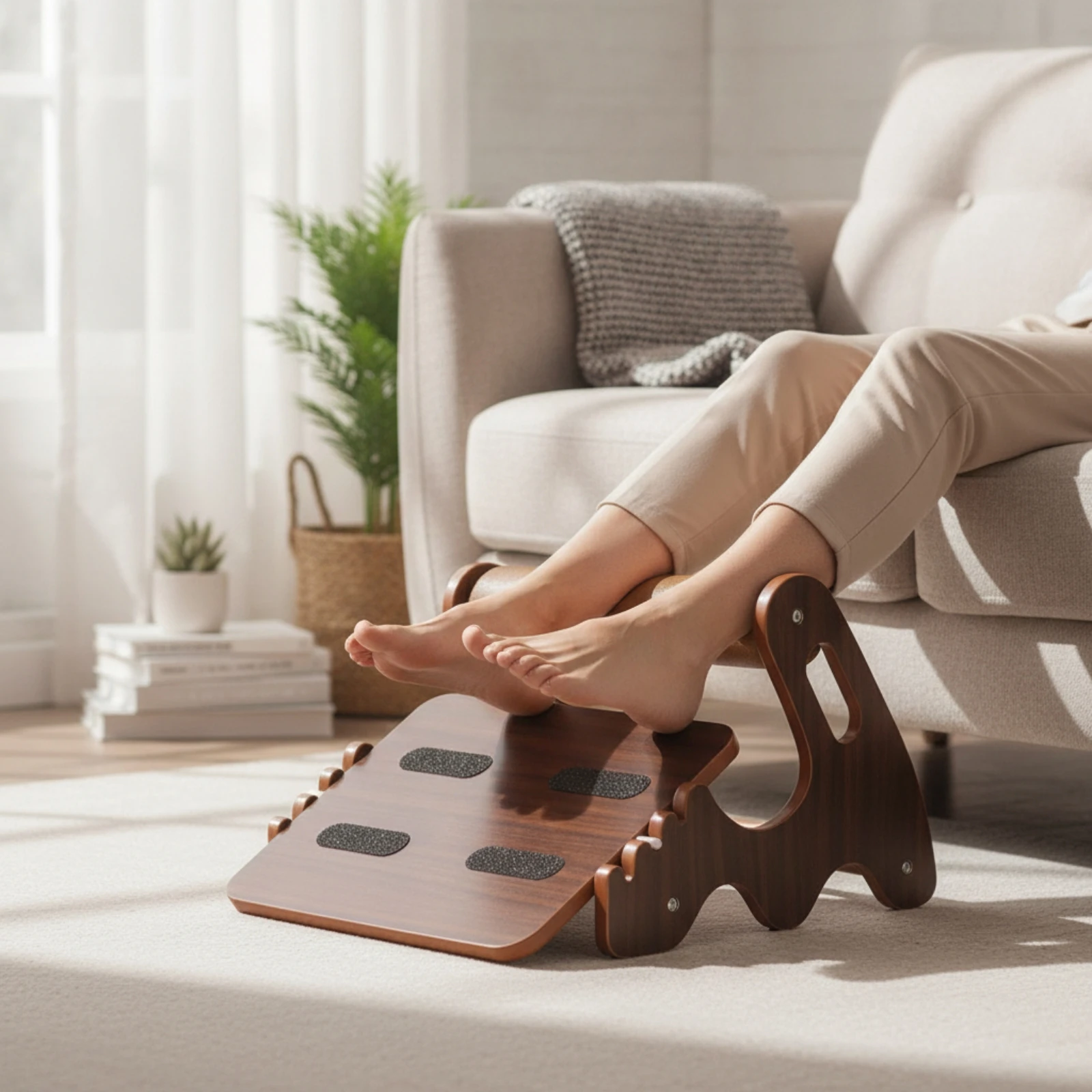 ローラー付きデスク下フットレスト パッド入り木製フットレスト - Footrest Under Desk のレビューと価格