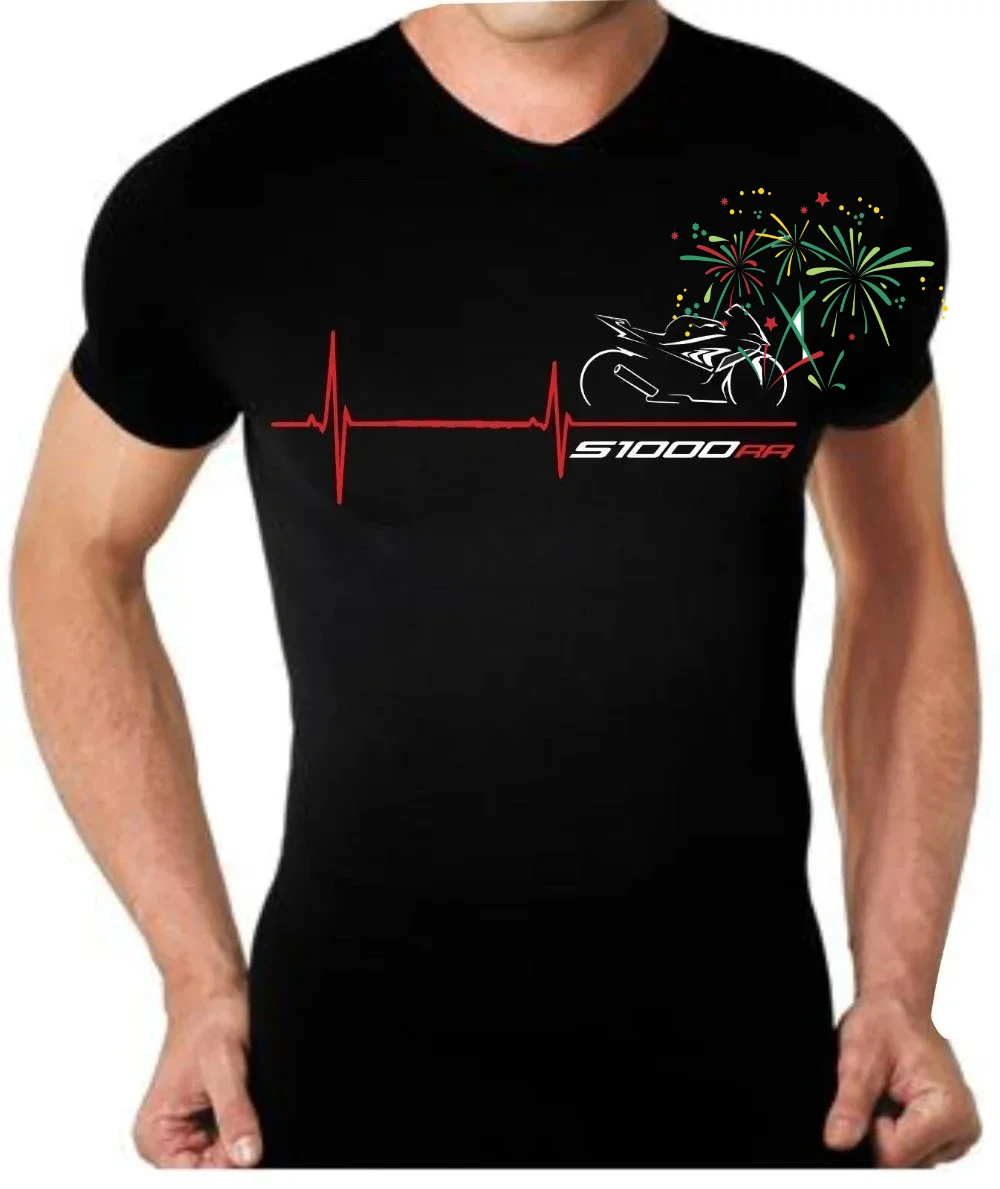 Classic  Motorcycle S1000RR Heart Beat T-Shirt 100% Cotton O-Neck Summer Short Sleeve Casual Mens T-shirt Size S-3XL