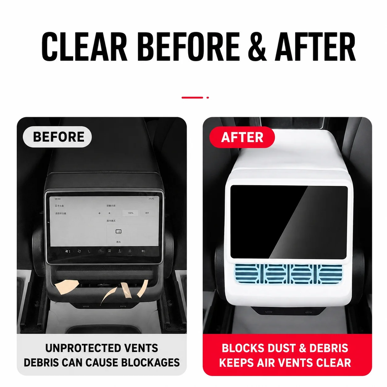 Silicone Rear Screen Air Outlet Protective Cover Waterproof for Model 3 Highland Model Y Juniper Rear Vent Interior Accessories