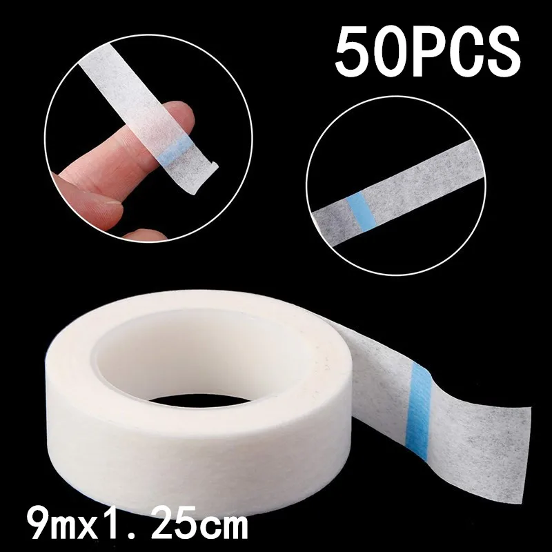 9 m x 1,25 cm atmungsaktives Wimpernverlängerungs-Papierband auf Rolle – selbstklebendes Vliesgewebe für künstliche Wimpern – Optionen für 1/5/10/20/50 Stück