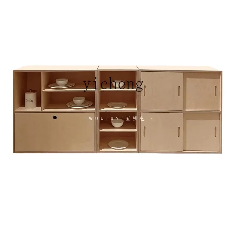 W5.14 Multifunctional TV Storage Multi-layer Sideboard Birch Wood Storage Display Cabinet