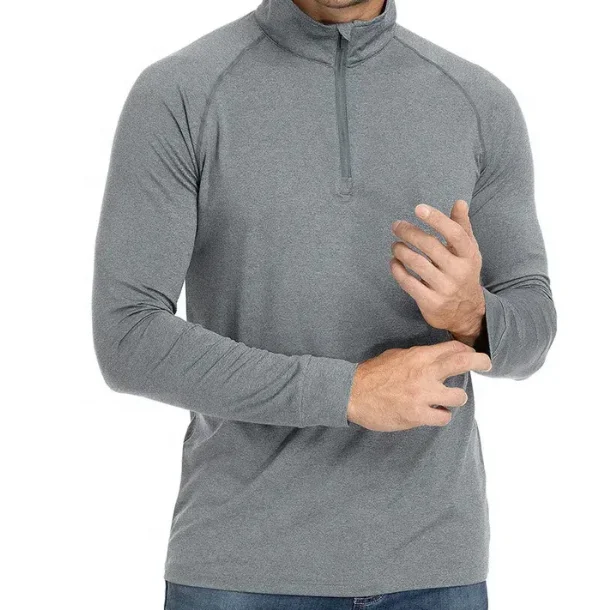 High Quality 1/4 Zip Hooded Pullover Sweatshirt Solid Custom Lightweight Comfortable Breathable UPF 50+ Sun Protection Long