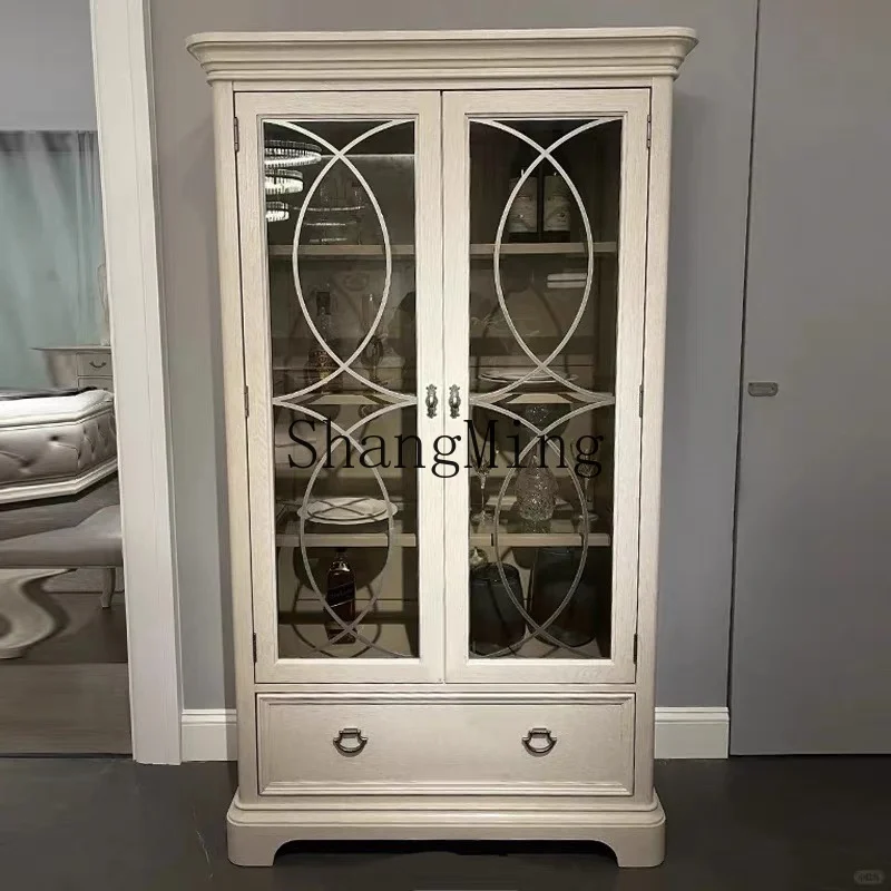 

CL display cabinet Living room dining side against the wall Household storage Solid wood glass wine cabinet