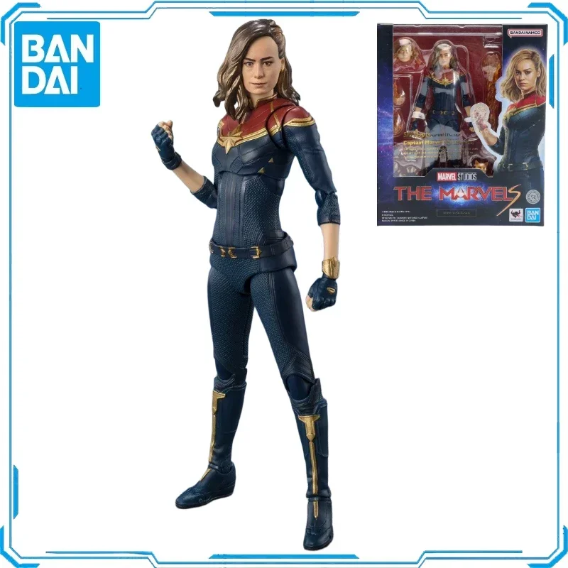 In Stock Original SHF Bandai Captain Marvel 2 Carol Danvers Action Figures Animation Toy Gift Collector Anime Model Hobby