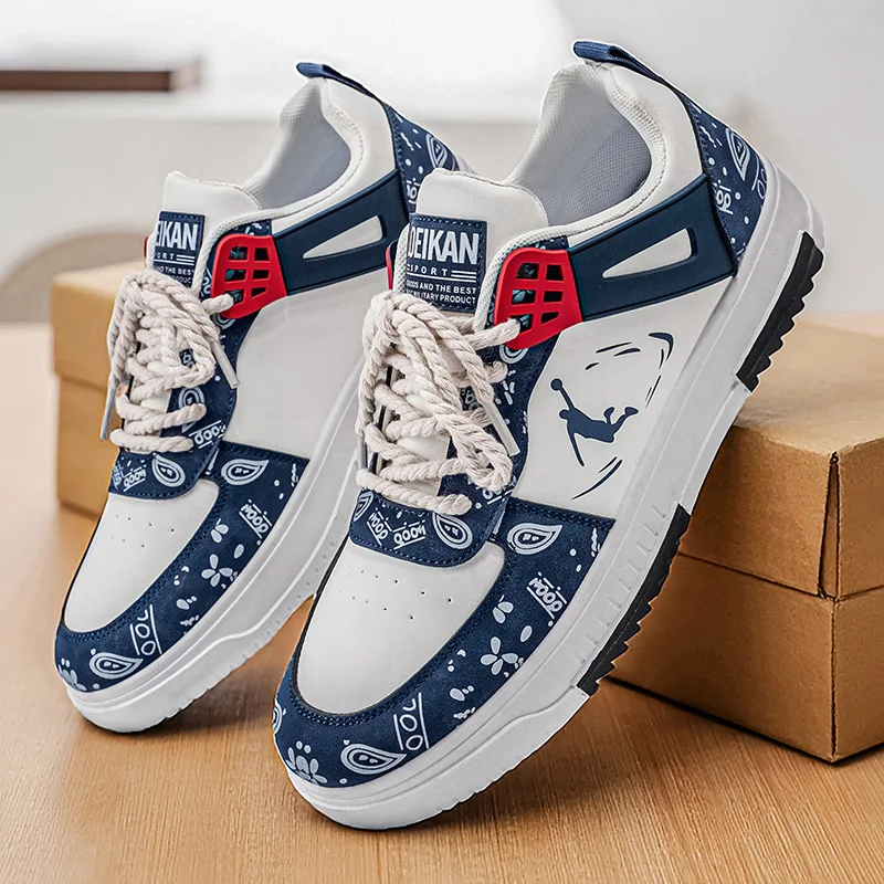 Novidade: Tênis Masculino Casual com Cadarço e Design Colorblock Moderno para Caminhada