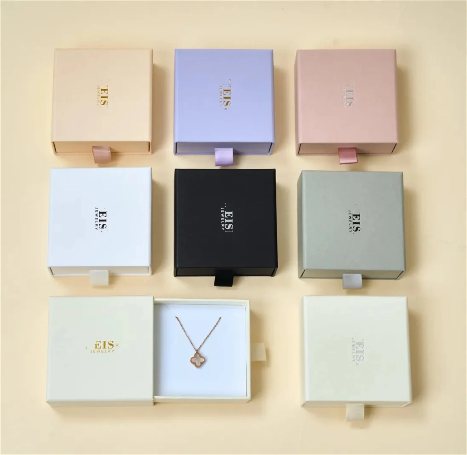 

20 pcs Wholesale Luxury Custom logo Small Cardboard Box Jewellery Drawer Packaging Paper Jewelry Box with Sponge