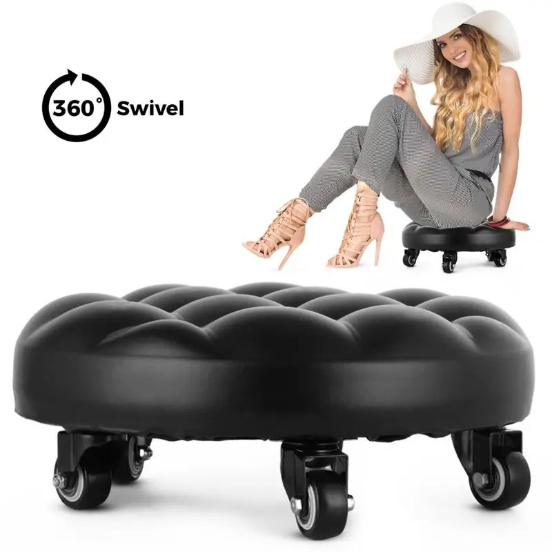 Low Rolling Stool Soft Low Wheel Stool 360 Degree Rotating Floor Stool Roller Seat Stool Low-Height Rolling Seat For Home Office