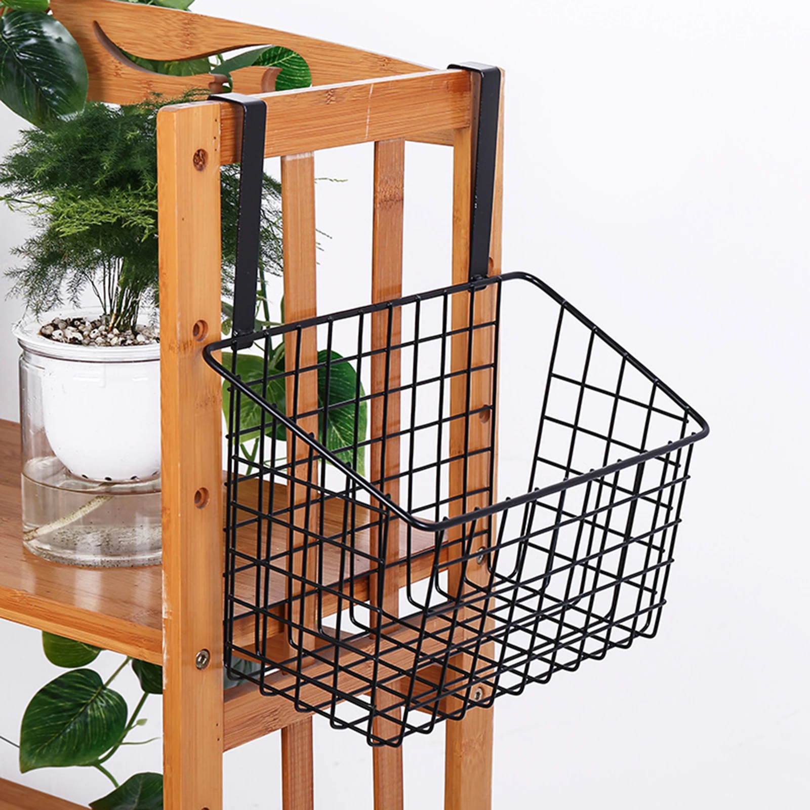 Hanging Iron Storage Basket Kitchen Cabinet Door Back Hanging Basket Seasoning Bottle Storage Rack Bathroom Cabinet Rack