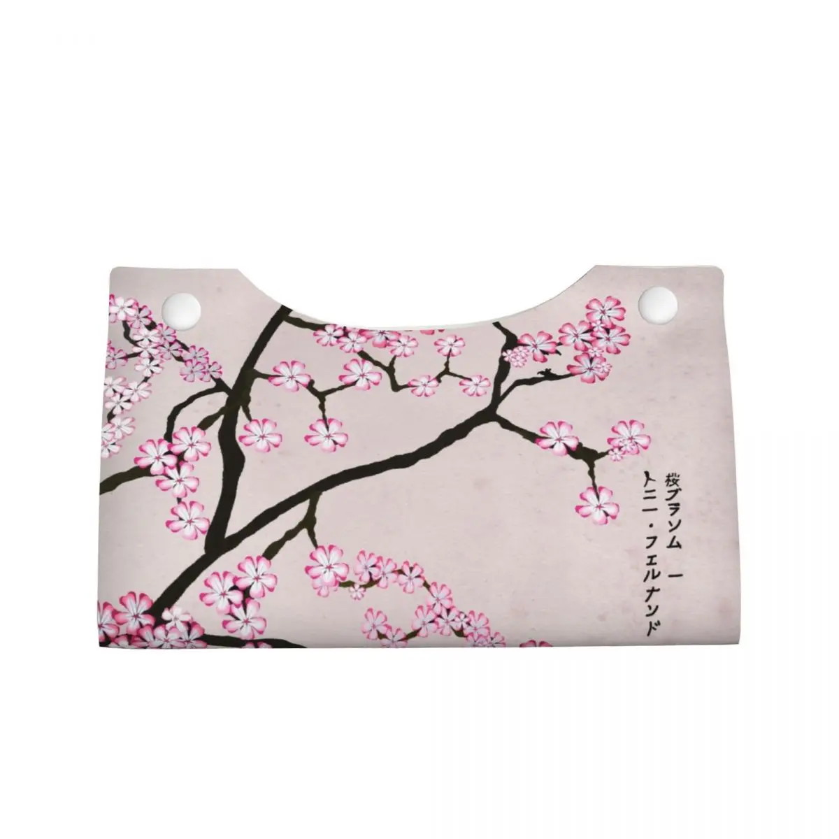 Custom Pink Floral Cherry Blossom Facial Tissue Box Cover Rectangular Japanese Sakura Flower PU Leather Tissue Box Holder for