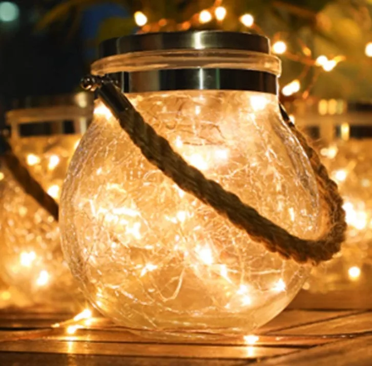 Portable Lantern 2M 20LED Outdoor Solar Glass Bottle String Hang Light  for Garden Party Wedding Christmas Tree Gate Camping Dec