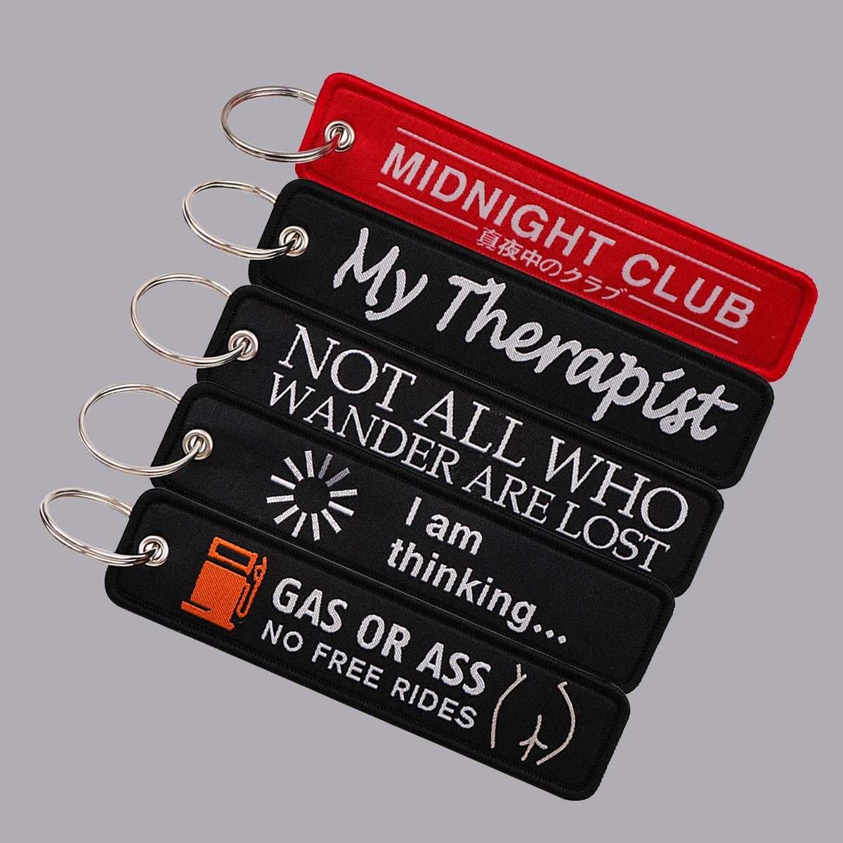 Llaveros bordados "Midnight Club", llavero con citas para motocicletas, coches, llavero, etiquetas para llaves, regalo Chaveiro