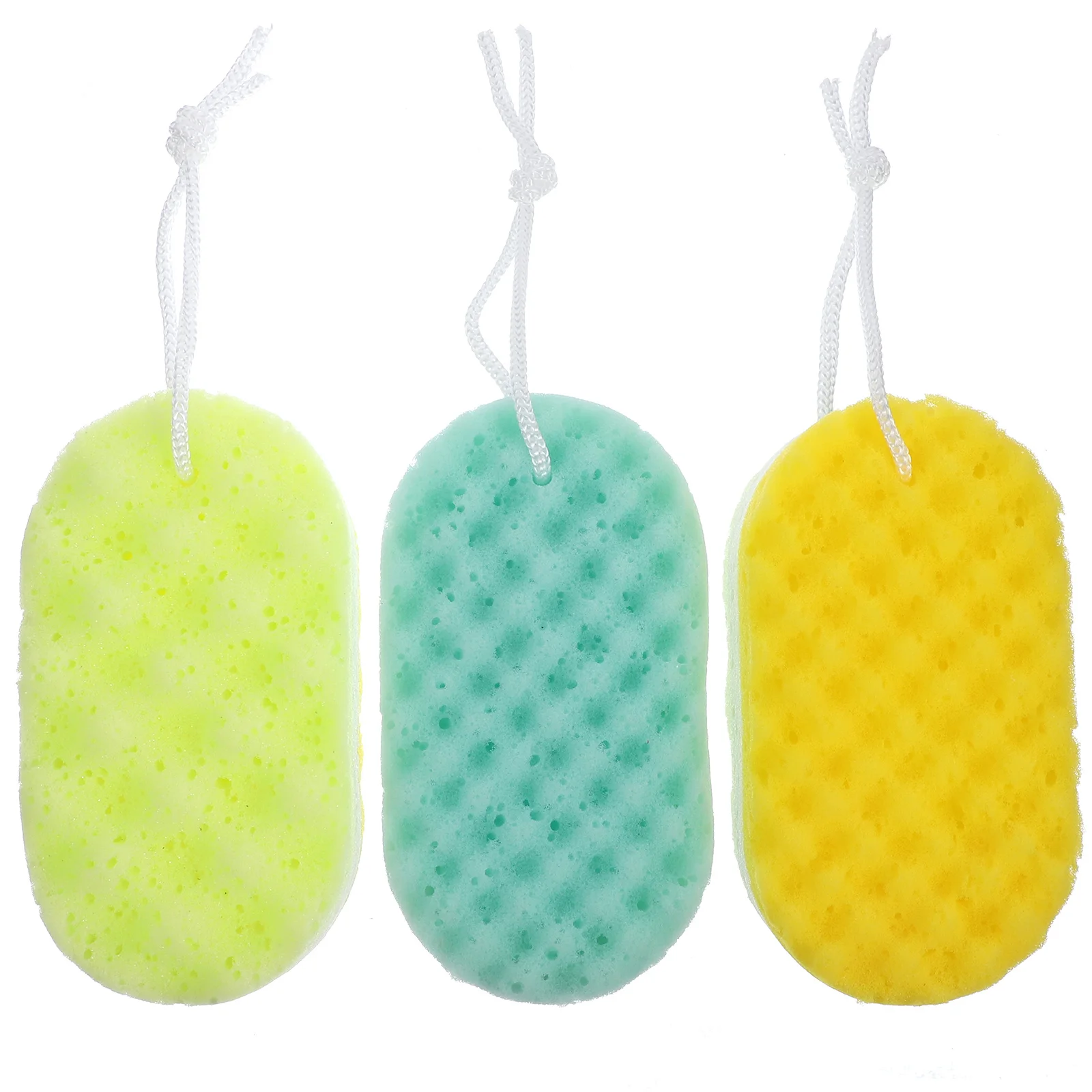 

3Pcs Shower Sponge Bathing Exfoliating Sponge for Sensitive Skin Gentle Cleansing Body Scrubber Removes Dead Skin with Rope