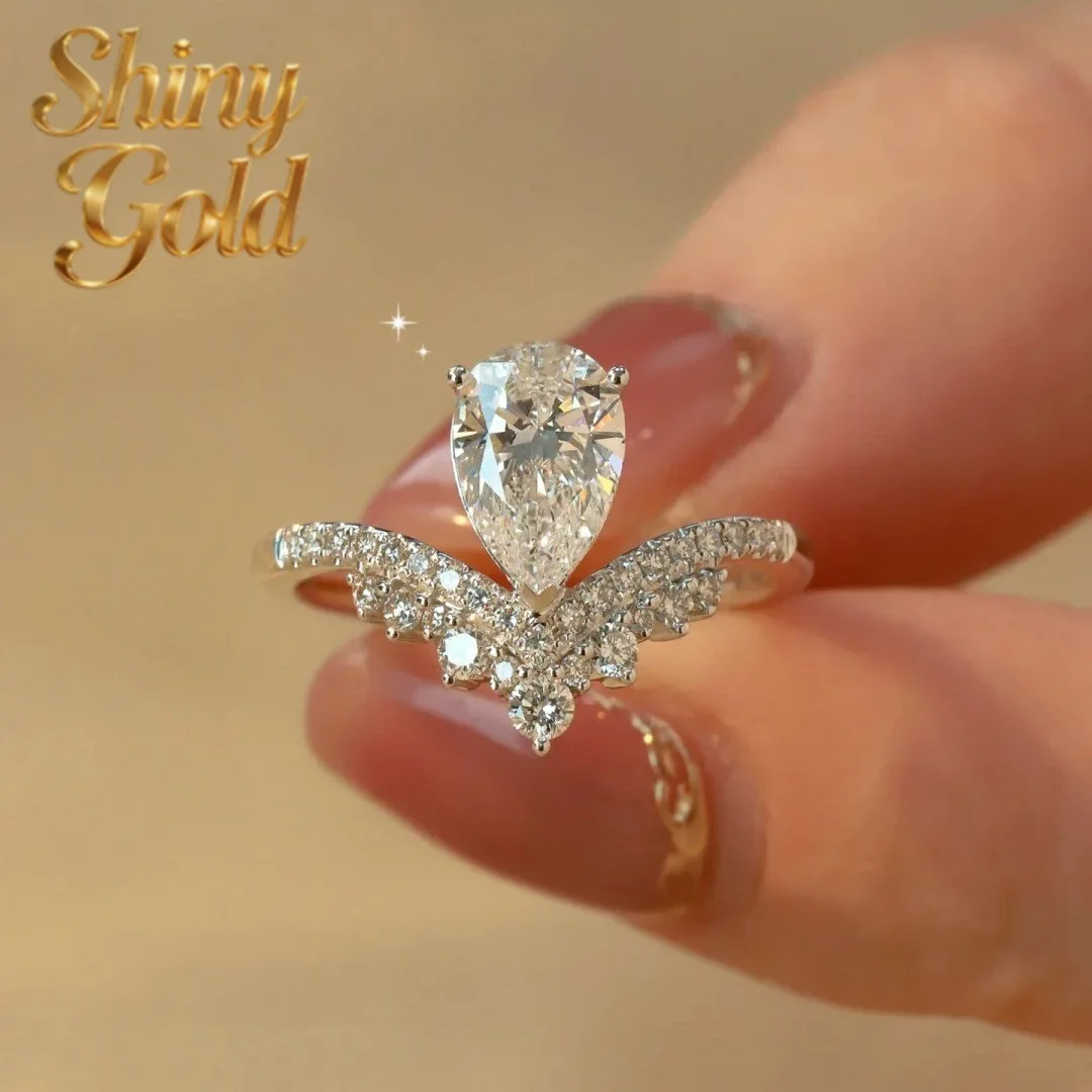 Anillo de Moissanita ShinyGold de 1.5Ct con Forma de Gota de Agua para Mujer, Platino PT950 - Duradero y Atemporal, con Significado de Perseverancia, Ideal para Regalo Personal y para Ella