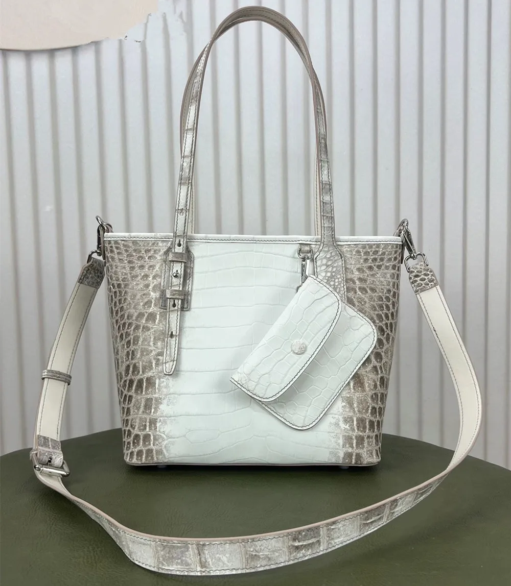 

Luxury Himalaya Crocodile Skin Tote Bag Women's Large Capacity Shoulder Bag with Mini Purse, 2026 New Exotic Leather Handbag