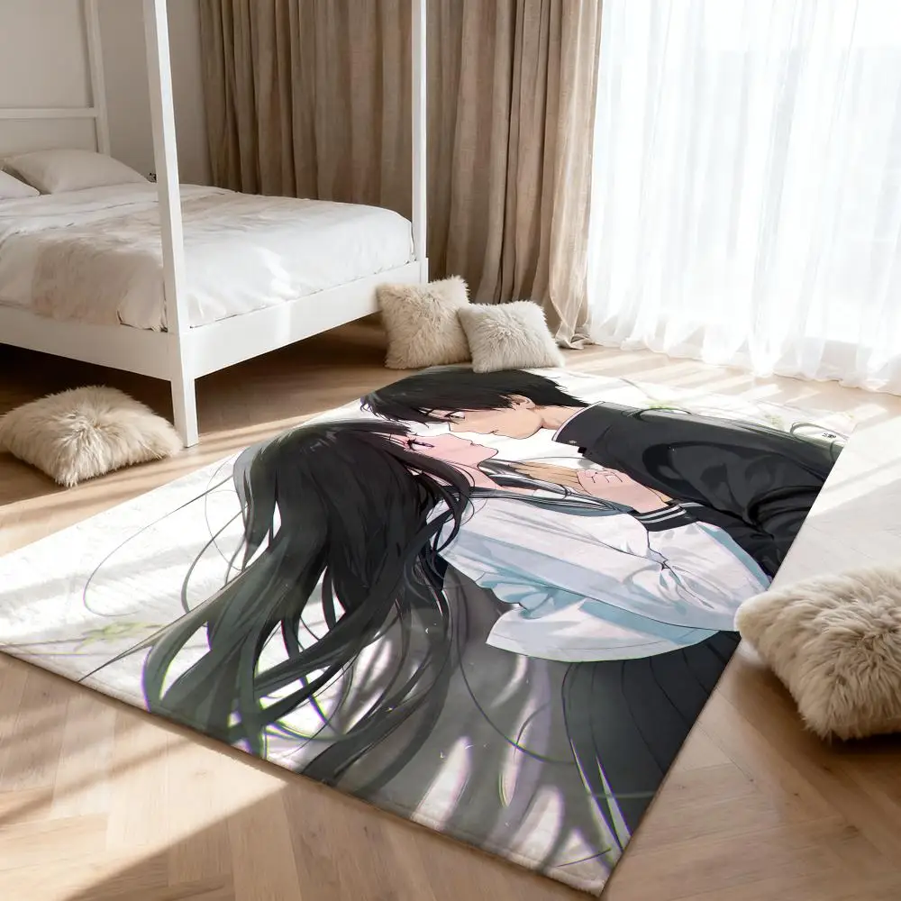 

H-Hyoukas cute Eru Chitanda Floor Mat Soft Thickened Absorbent Non-Slip Bedroom Living Room Door Mat Home Decor Flannel Rugs