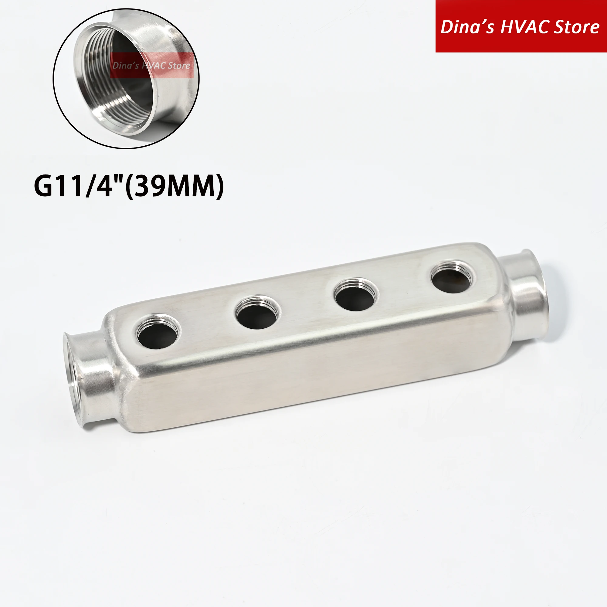 

11/4 "*50 мм-Aisi304 коллекторная труба из нержавеющей стали, аксессуары для подогрева пола, от 2 до 6 способов