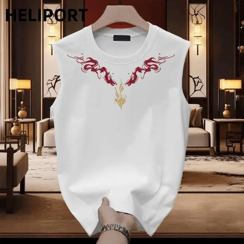 

Trendy brand men's summer new street creative printing pure cotton sleeveless vest