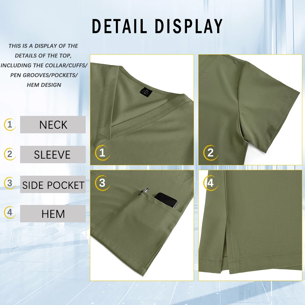 V-ausschnitt Unisex Arbeitskleidung Krankenhaus Medizinische Dental Chirurgie Uniformen Krankenschwester Scrubs Set Frauen Männer Arzt Arbeit Kleidung Kurzarm Anzug