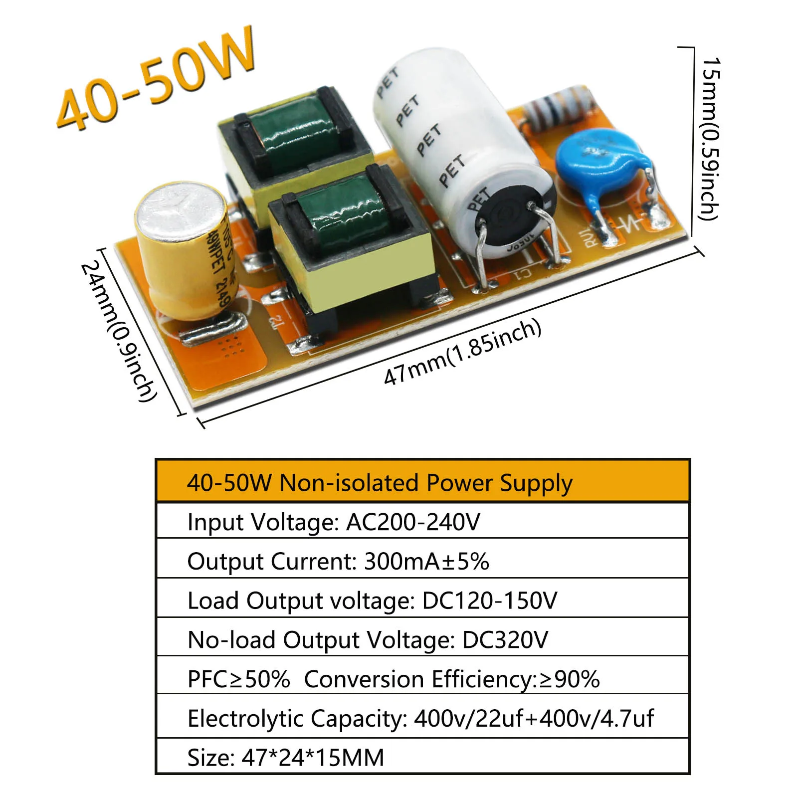 LED Non-Isolated Driver 18W 24W 30W 40W 50W Power Unit Lighting Transformer AC220V TO DC80-120V DC120-150V For LED Bulbs DIY