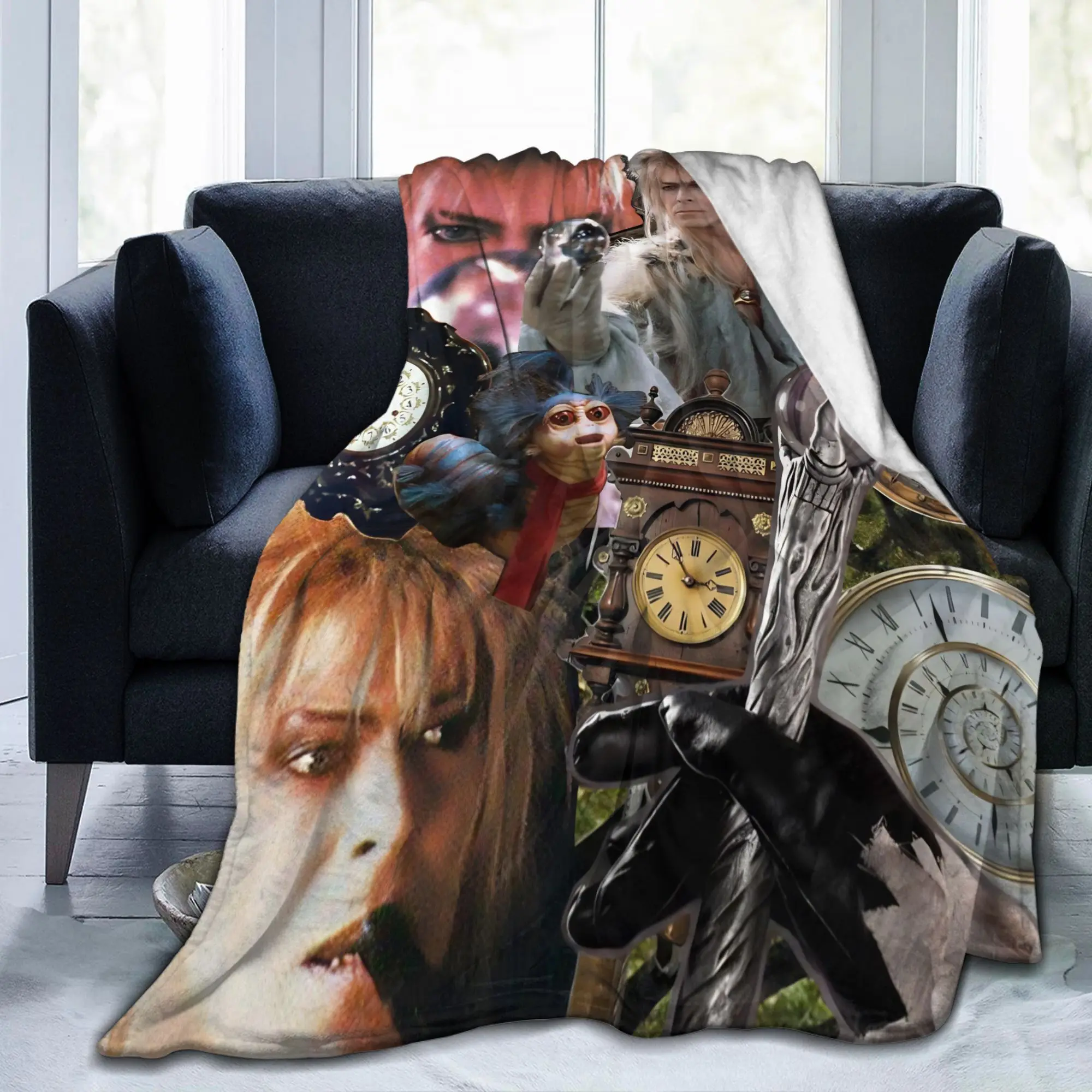 Labyrinths Jareth the-Goblin-King Flannel Throw Blanket Classic Movie for Couch Knitted Blanket Car Warm Breathable Throws