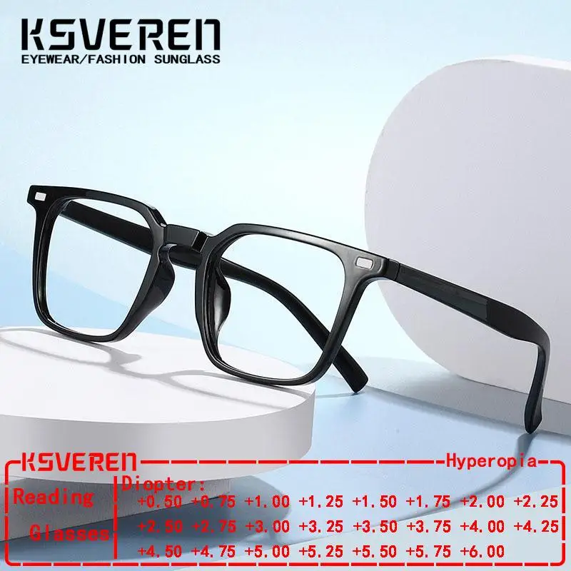 

Trendy Blue Light Blocking Square Reading Glasses Men Women Classic Sport Finished Presbyopic Eyeglasses Customize Diopter +0.5